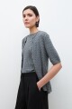 Cardigan manga corta con estructuras gris melange