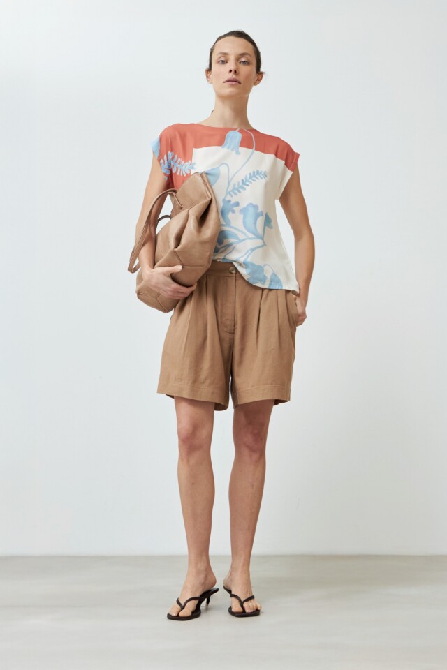 Blusa frente estampa jacaranda durazno