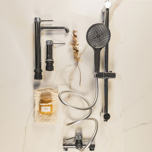 Juego Grifería Lavatorio Alto Bidet Y Ducha CROMO