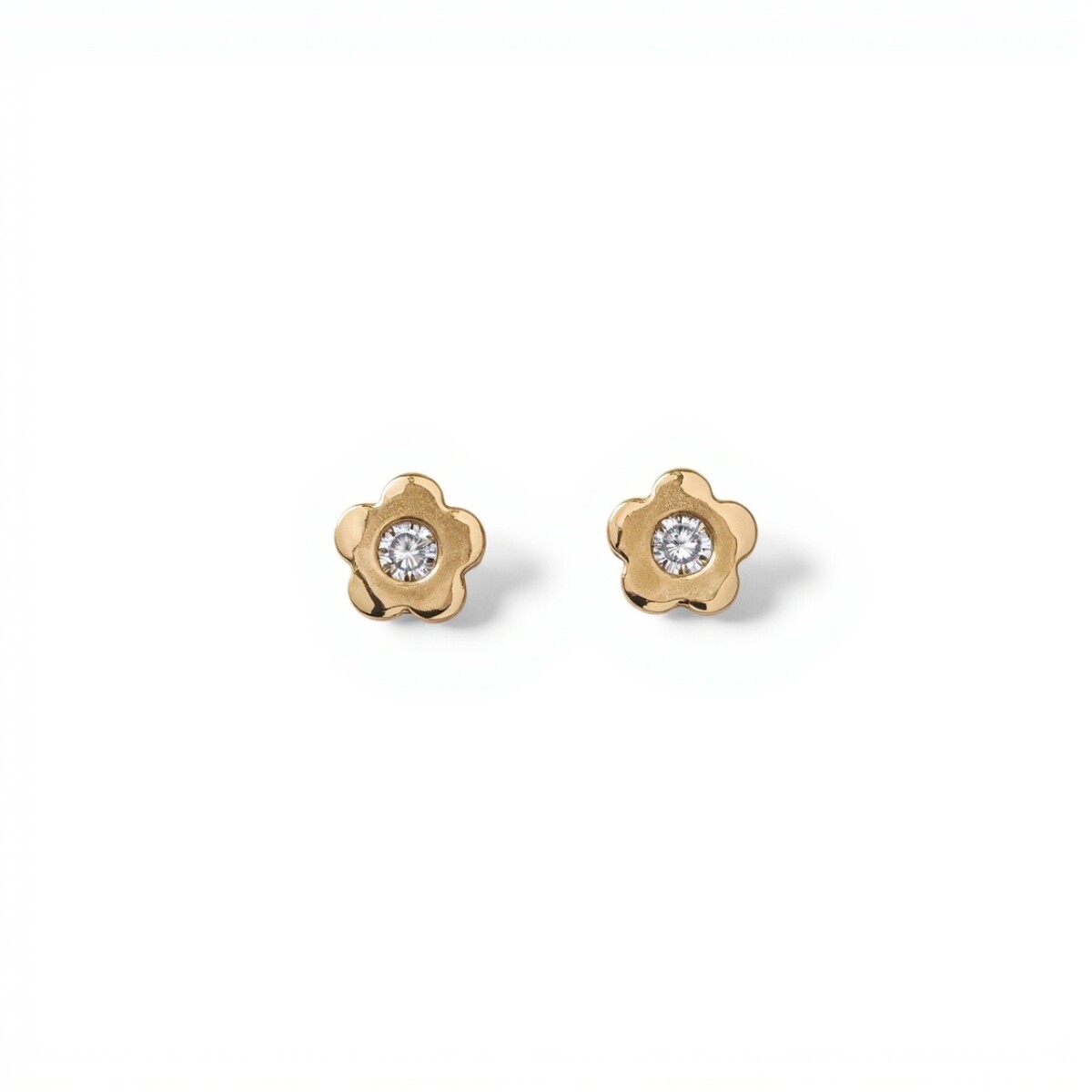 Caravanas Flor Zirconia-Plata y oro-Zirconia-CA5079 - conpiedra 