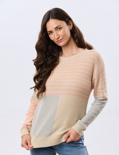 BUZO RAYADO TEJIDO Beige