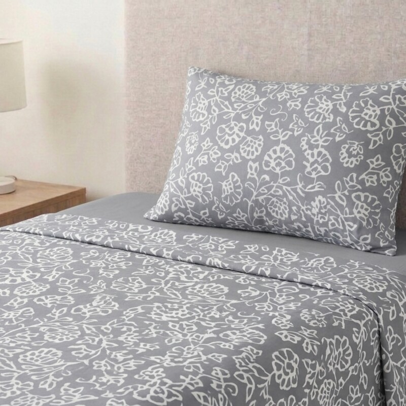 Juego De Sábanas Bukara 1.5 Plazas Gris