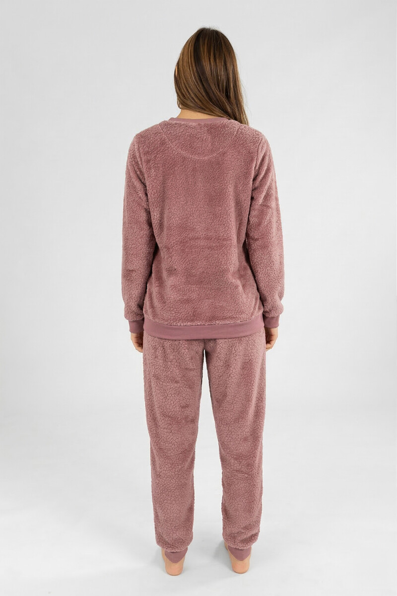 Pijama leopard fleece Rosa antique