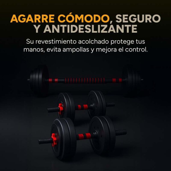 Kit 20 Kg Barra + Pesas + Mancuerna Entrenamiento Disco Forrado Kit 20 Kg Barra + Pesas + Mancuerna Entrenamiento Disco Forrado