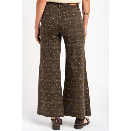 Jean Flared Wide Leg Print Chocolate