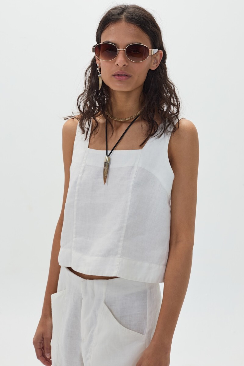 Top Mei en Lino Off-White