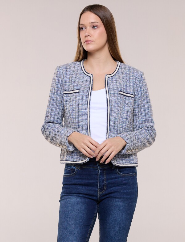 Chaqueta Tweed Con Pasamanería AZUL/MULTI