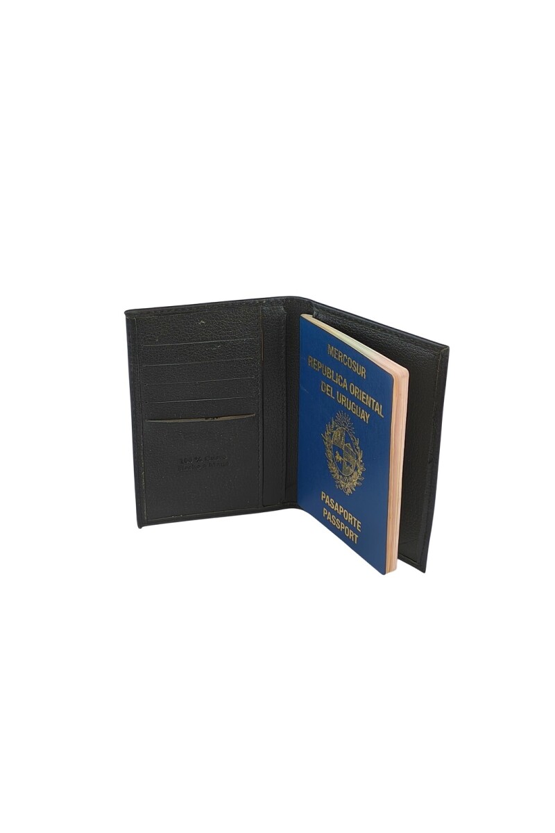 Portapasaporte de Cuero: Protección y Estilo Compacto. Negro