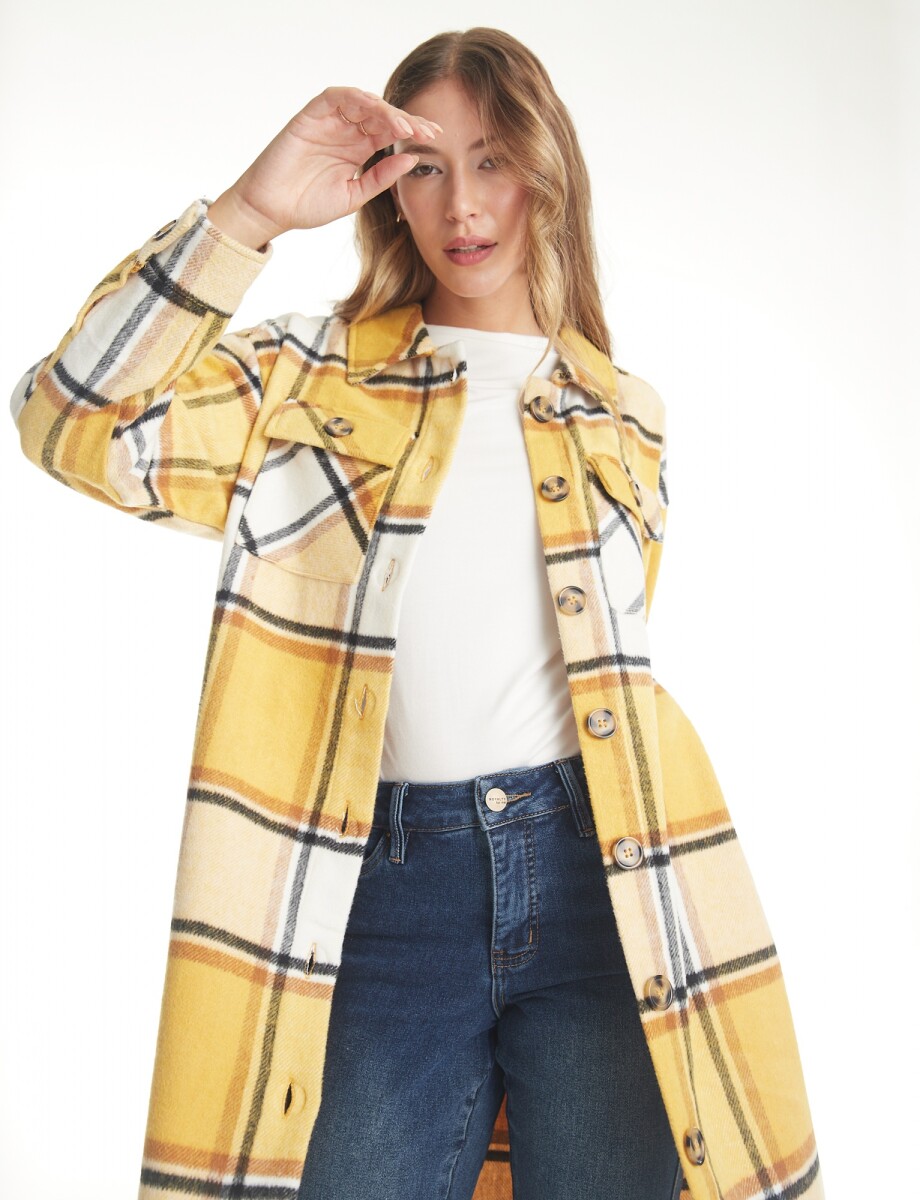 Sobrecamisa Larga Cuadros - Mostaza/multi 