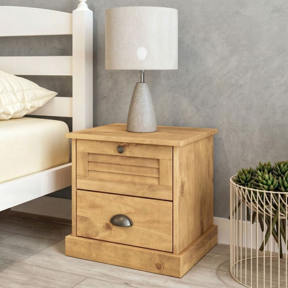 Mesa de Luz - 2 Cajones - Línea Valenciana - Natural Mesa de Luz - 2 Cajones - Línea Valenciana - Natural