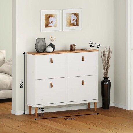 ZAPATERA 4 PUERTAS MADERA MACIZA DORMITORIO Color blanco