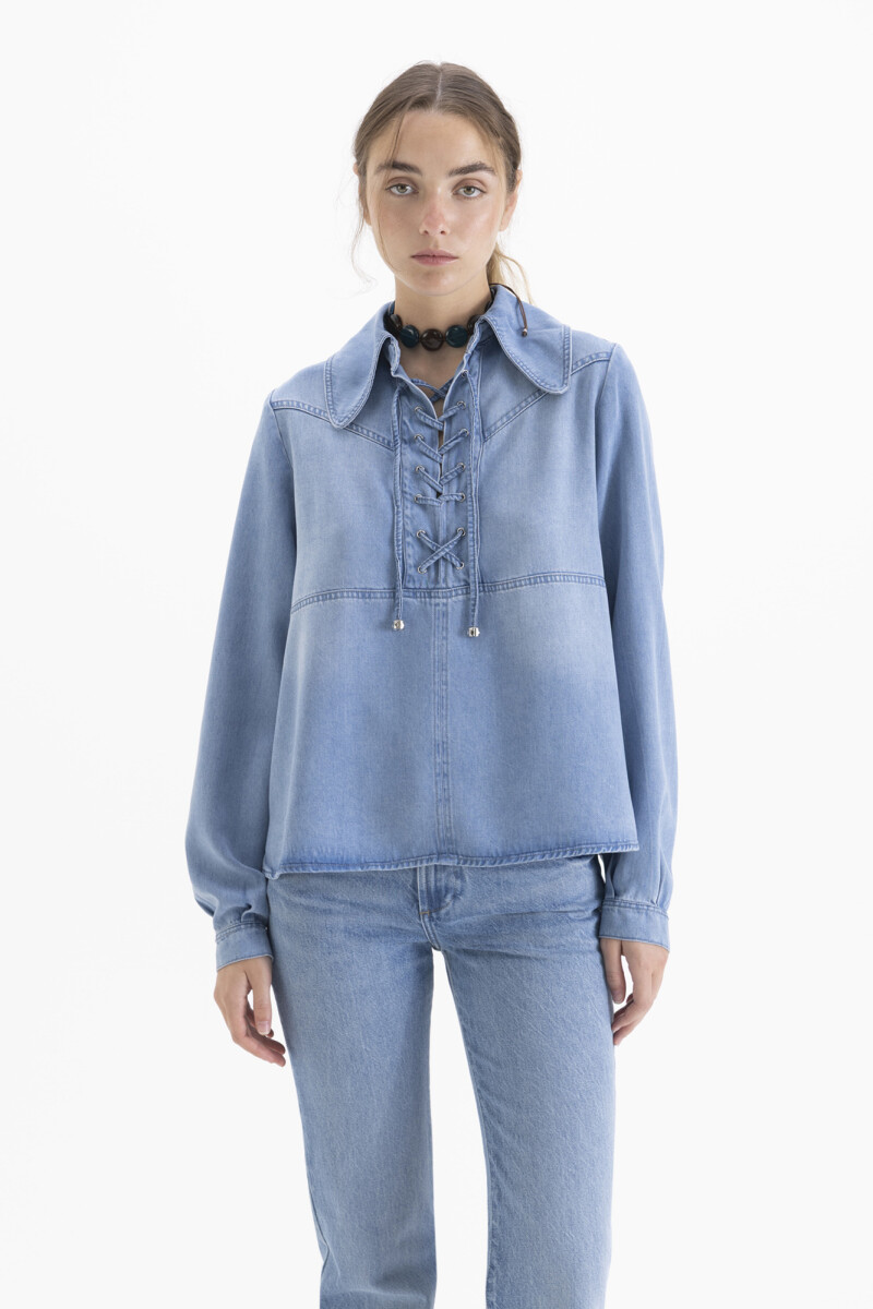 CAMISA RIDER Celeste