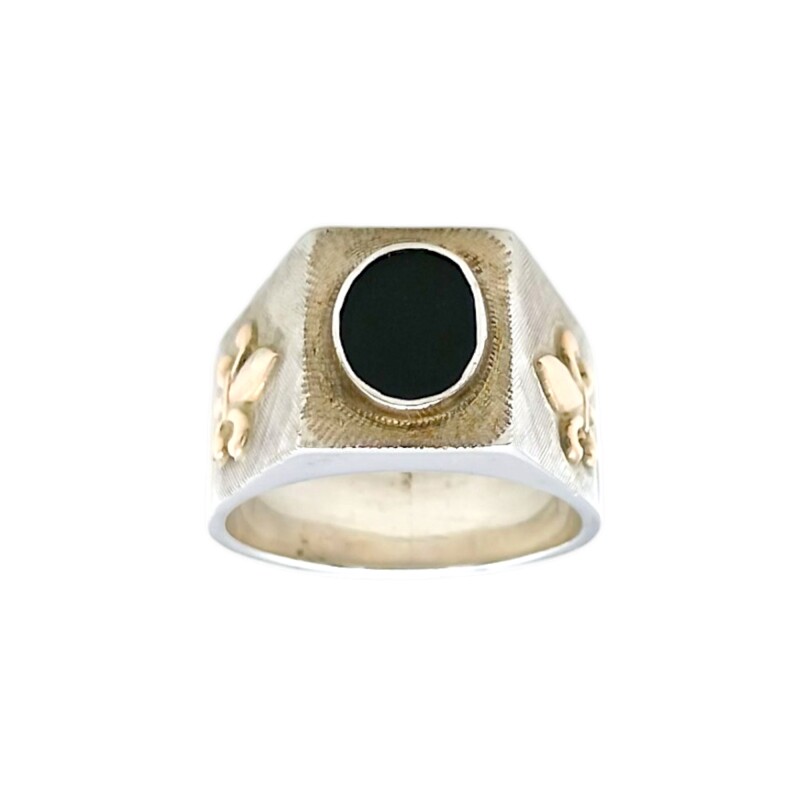 Anillo Mesa-Plata y Oro-Piedra Onix-AN5173 conpiedra