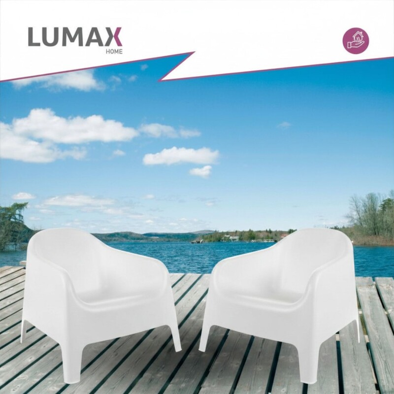 Set de 2 Silla Plastico Skarpo Jardin Liso Blanco