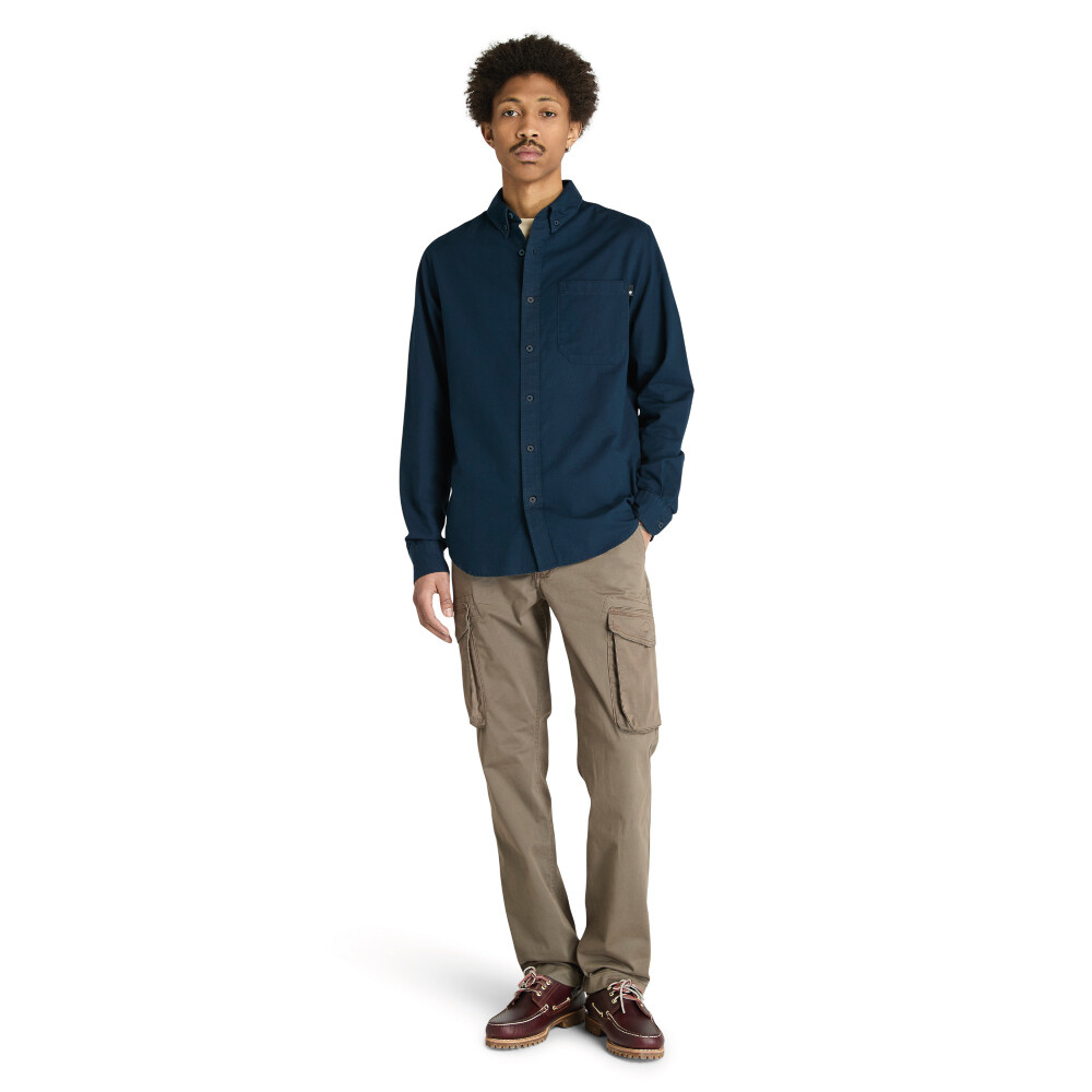 Camisa Oxford Manga Larga Hombre Dark Sapphire 2 Yd