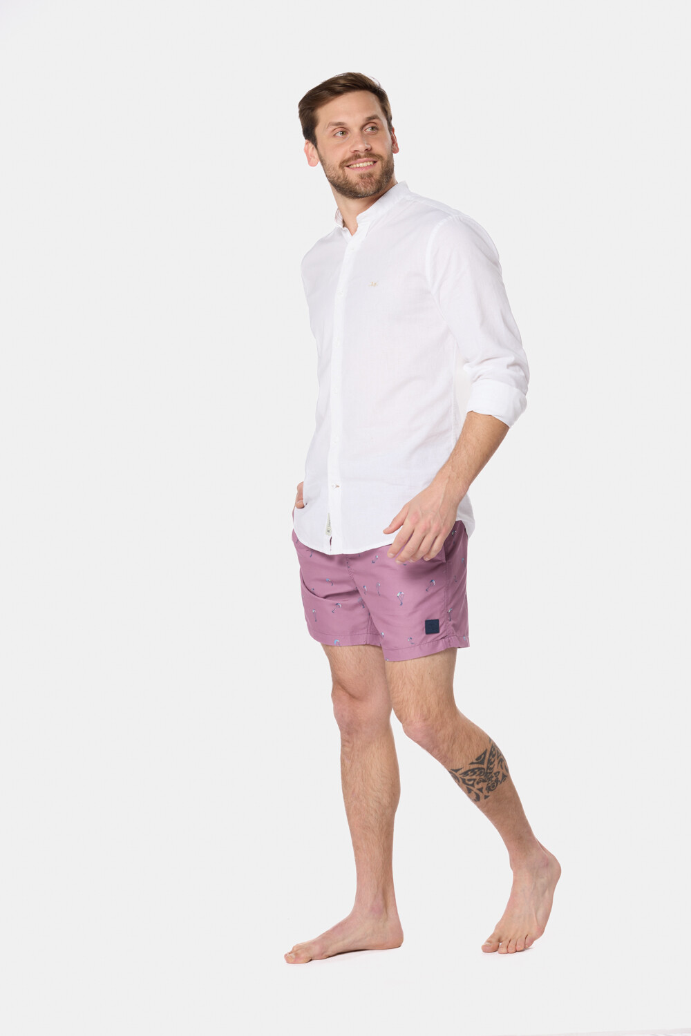 SHORT DE BAÑO ESTAMPADO Rosado