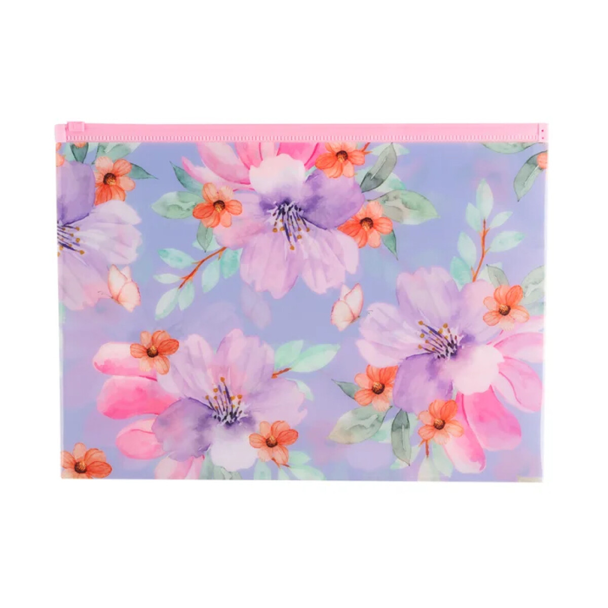 Sobre Zip Mooving A4 - Flores fondo azul 