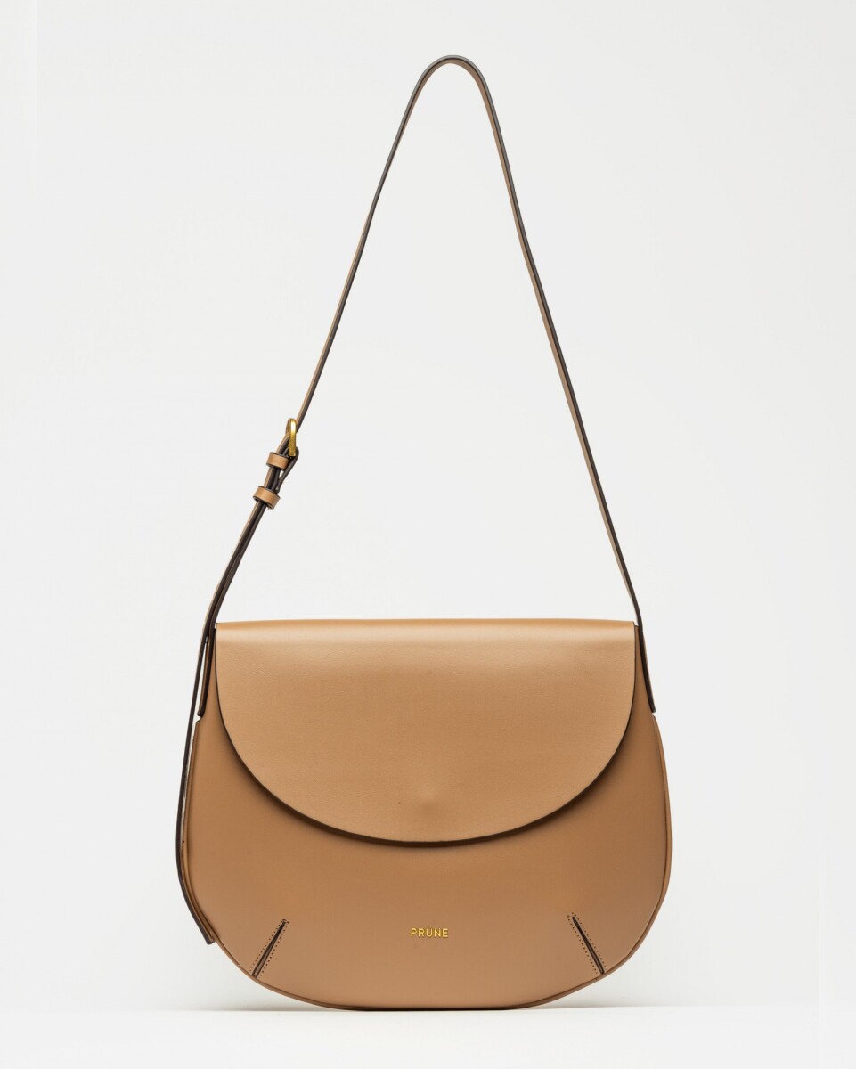 Cartera al hombro Mod en efecto cuero liso - Taupe 