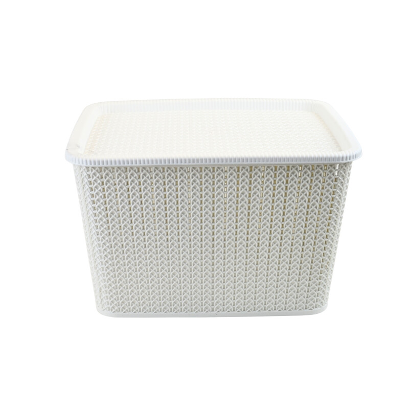 Caja organizadora símil ratán 20lt BLANCO
