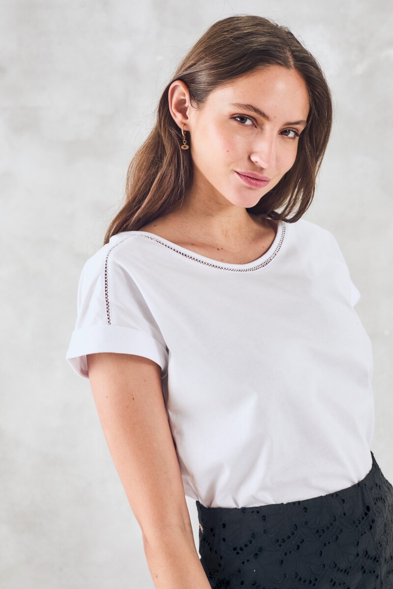 Remera Algodón Peinado Blanco