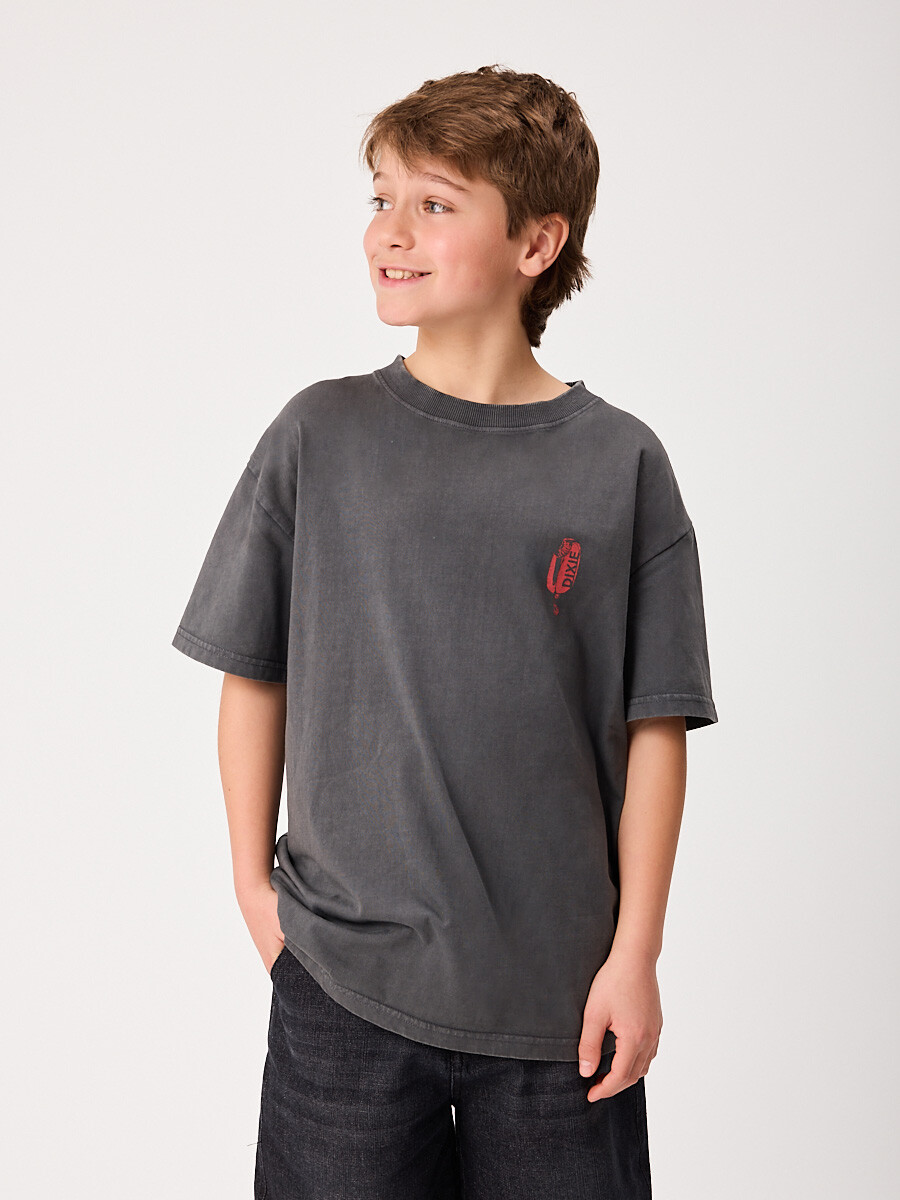 T-SHIRT M/C PALITO TEEN DIXIE Gris Oscuro