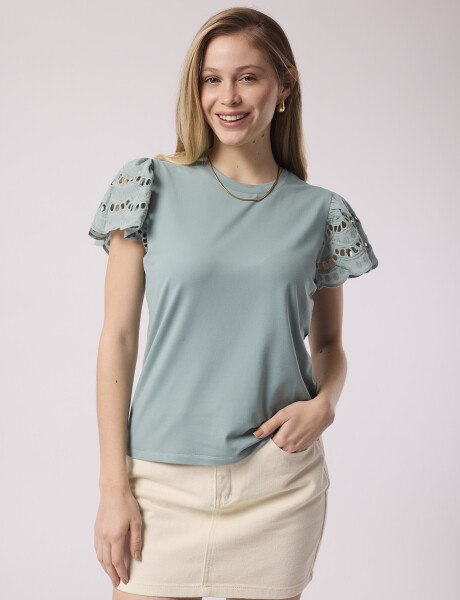 T-shirt con volado verde