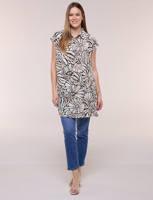 Tunica 2 Ways Printe NEGRO/BEIGE