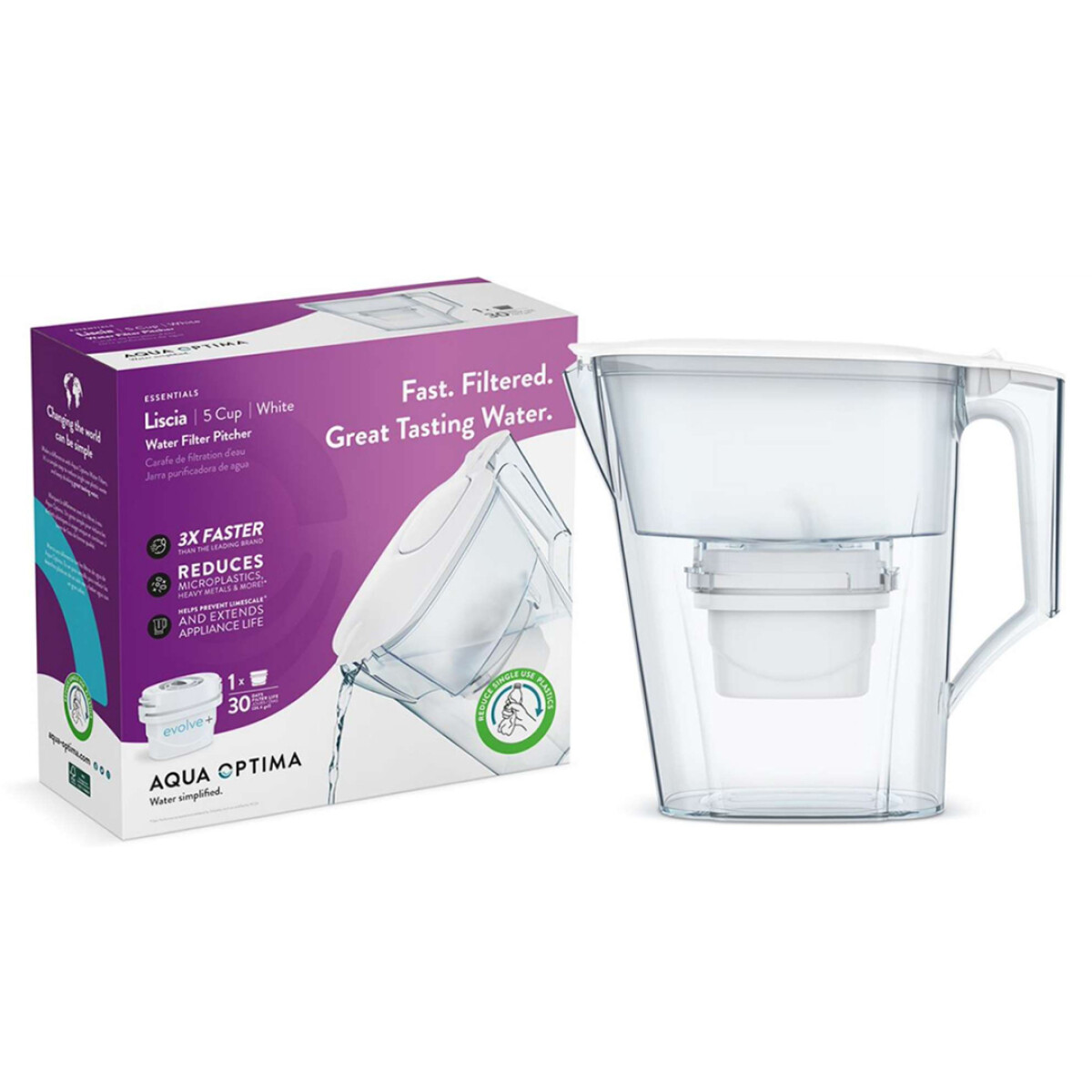 Jarra Liscia + Filtro Evolve - BLANCO 