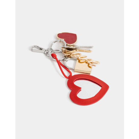 Llavero Y Charm Con Espejo De Corazón Rojo Medio