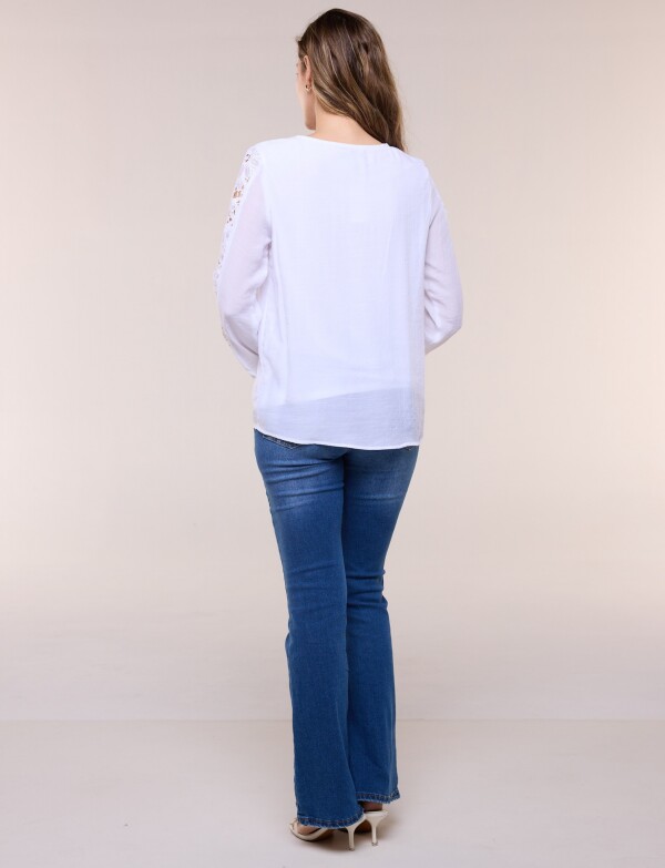 Blusa Encaje Calado BLANCO