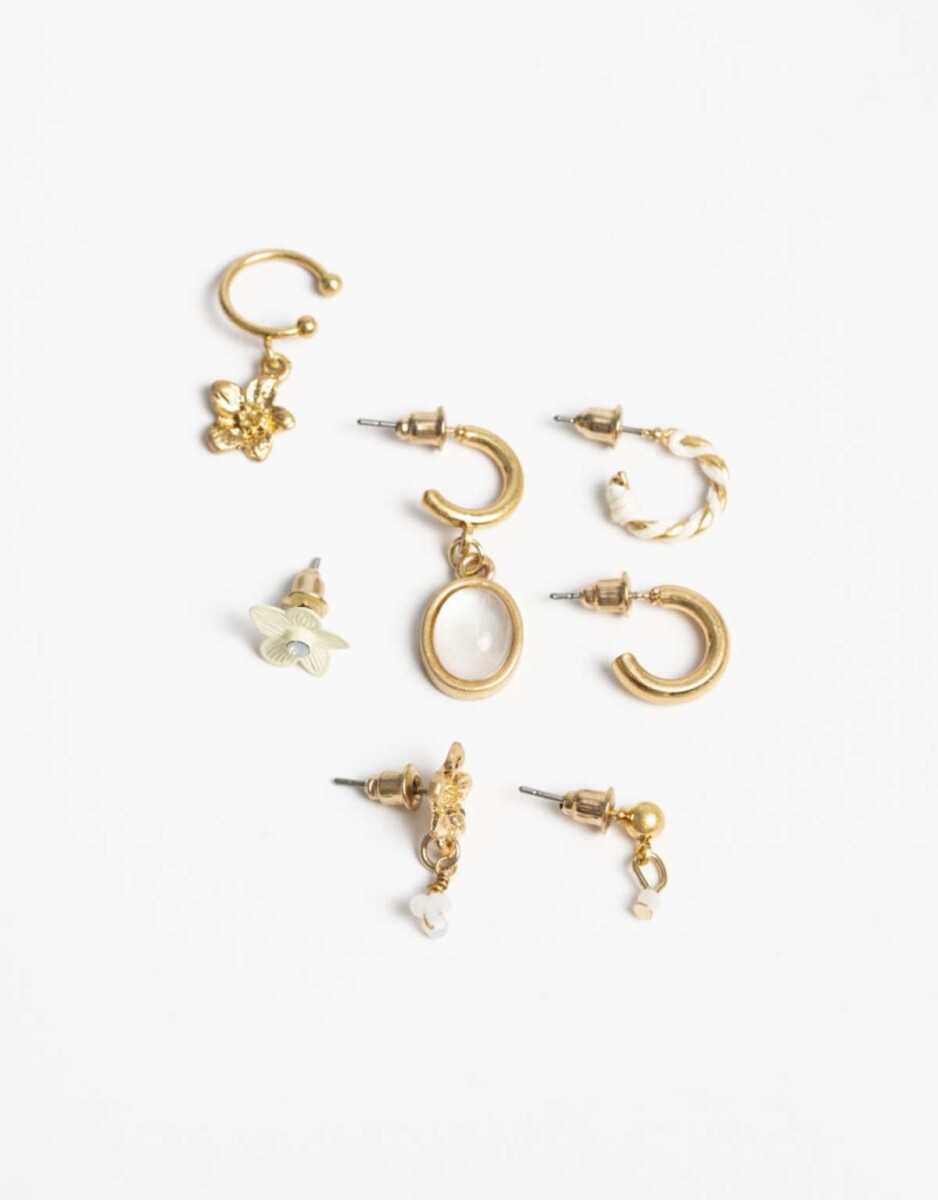 Set 7 Aros Tematica Floral - Dorado Oro Amarillo 