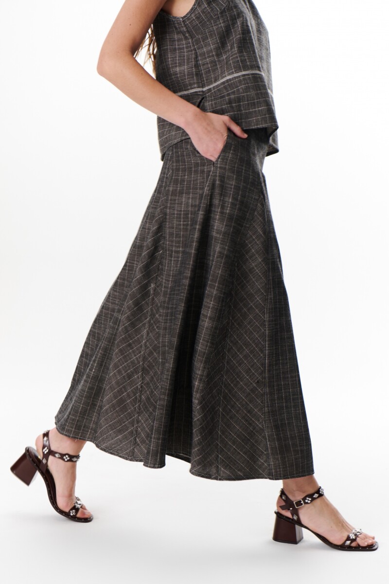 FALDA LINO RAYA NEGRO