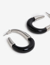 Aros Argollas Resina Aros Argolla De Resina Y Metal - Negro