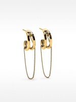 Aros Efecto Doble Con Cadena dorado