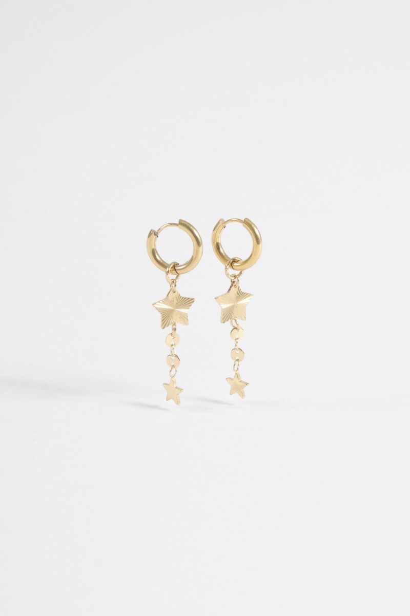 Aros acero estrellas dorado