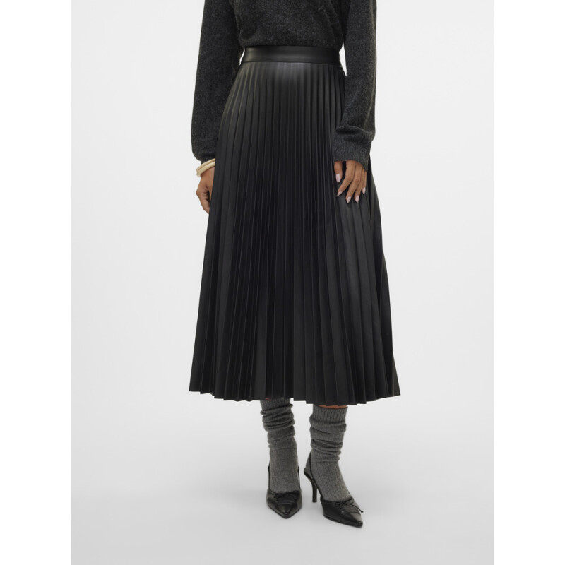 VMBELLAHOLLY HW 7-8COATED SKIRT C-24 2 Asphalt-Black