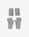 Guantes Tejidos Par De Guantes + Mitones - Gris Medio