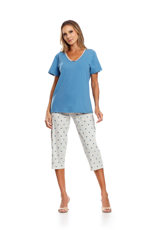 Pijama Manga Corta con Capri 103 Gris