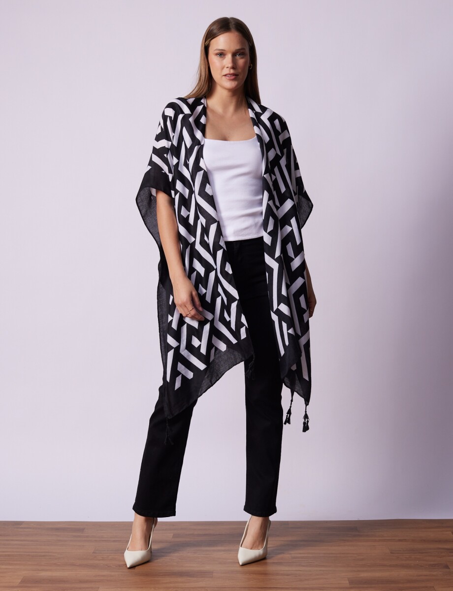 Kimono Printed - Negro/blanco 