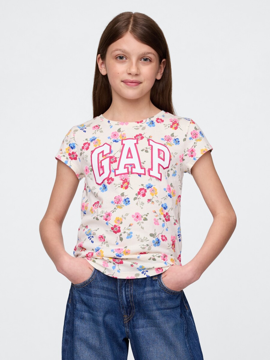 Remera Gráfico Niña - White Floral Print 