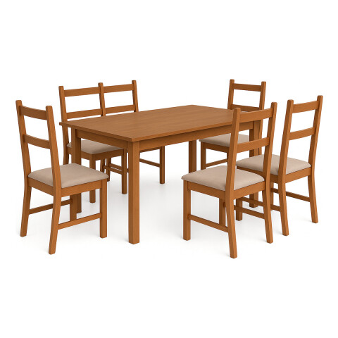 JUEGO DE COMEDOR ZAMARCHI MESA 1.50 + 6 SILLAS CANELA CACAO Juego De Comedor Zamarchi Mesa 1.50 + 6 Sillas Canela Cacao