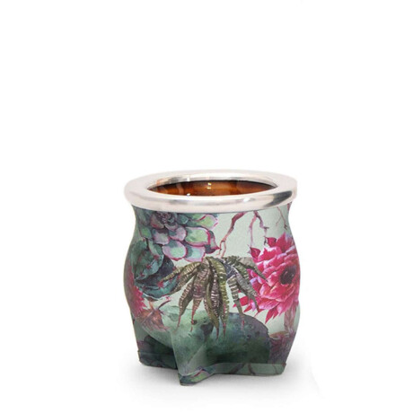 Mate de Cerámica Chico delta Cactus Floreado Verde