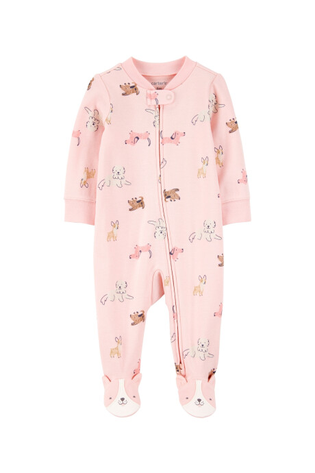 Pijama una pieza de algodón, con pie, diseño perros Sin color