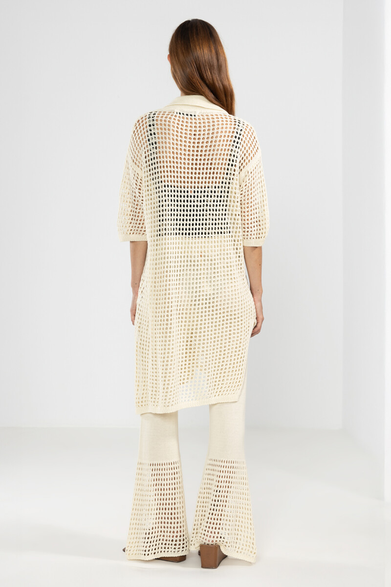 LONG KNIT SHIRT Cream