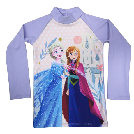 Remera Infantil con Filtro UV 50 Frozen Manga Larga LILA