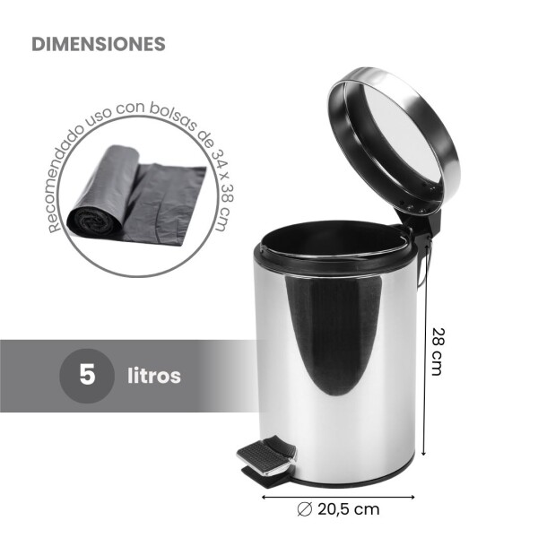 Cesto de basura 5 Litros Tacho Residuos Papelera Extraíble Acero Inoxidable Imback Cesto de basura 5 Litros Tacho Residuos Papelera Extraíble Acero Inoxidable Imback