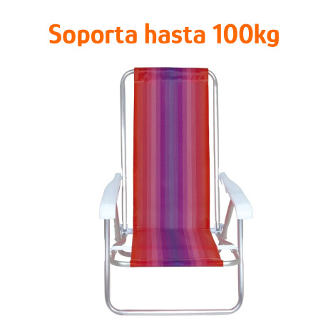 Reposera Silla Reclinable De Playa 8 Posiciones Aluminio Coral/violeta