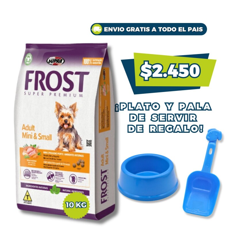 FROST PERROS ADULTOS RAZAS PEQUEÑAS 10.1 KG + PLATO + PALA DE SERVIR DE REGALO