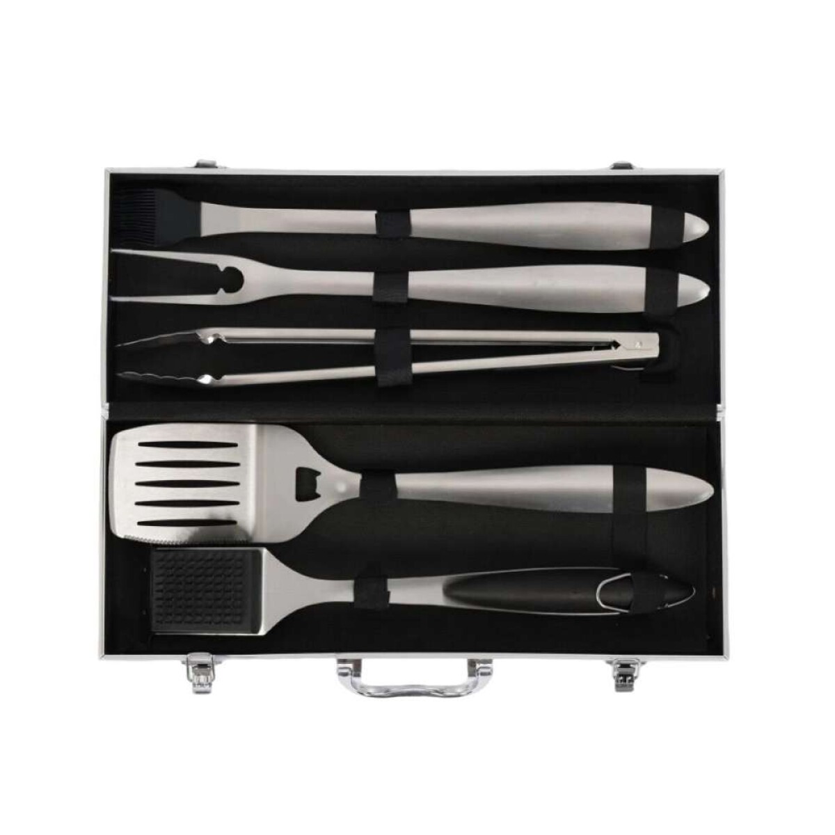 Set de Utensilios de Cocina Fire King Mango de Acero 5 Piezas con Valija - Mango Caucho y Plástico 