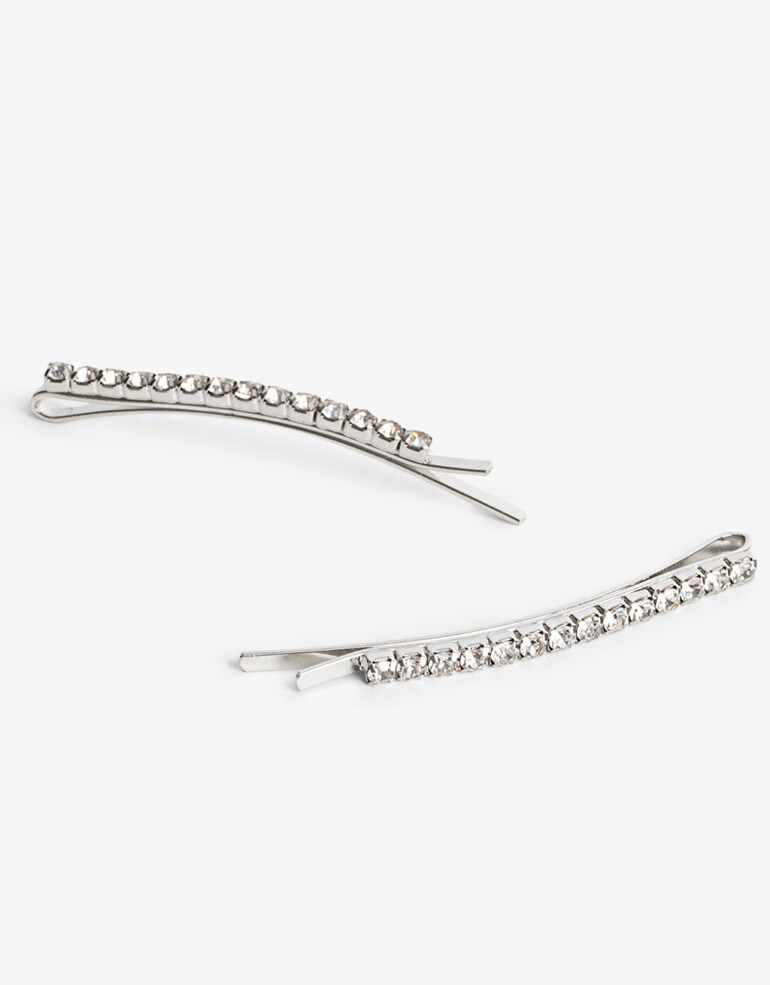 Horquillas con Accesorios Strass Set De Horquillas Con Strass - Plateado